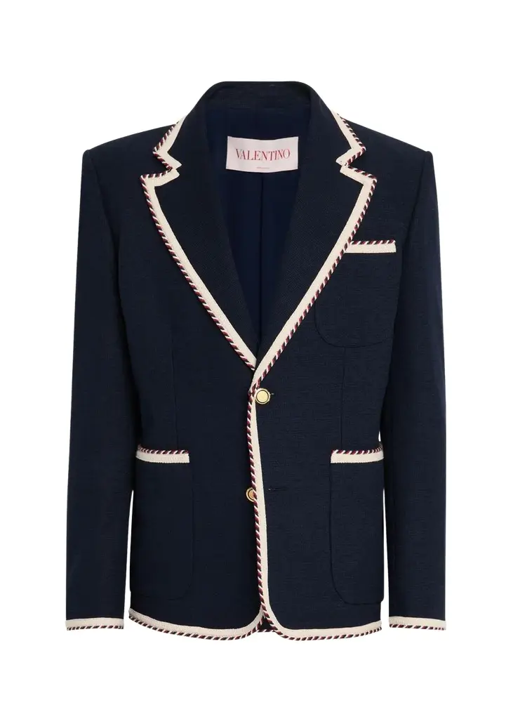 Valentino Garavani Men's VLogo Contrast-Trim Blazer