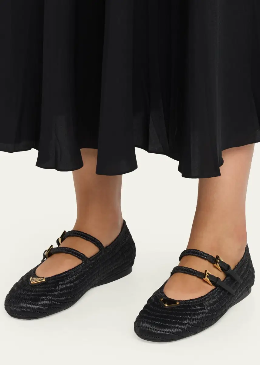 Prada Stuoia Raffia Dual Mary Jane Ballerina Flats | Thumbnail 2 Prada Stuoia Raffia Dual Mary Jane Ballerina Flats | Thumbnail 2