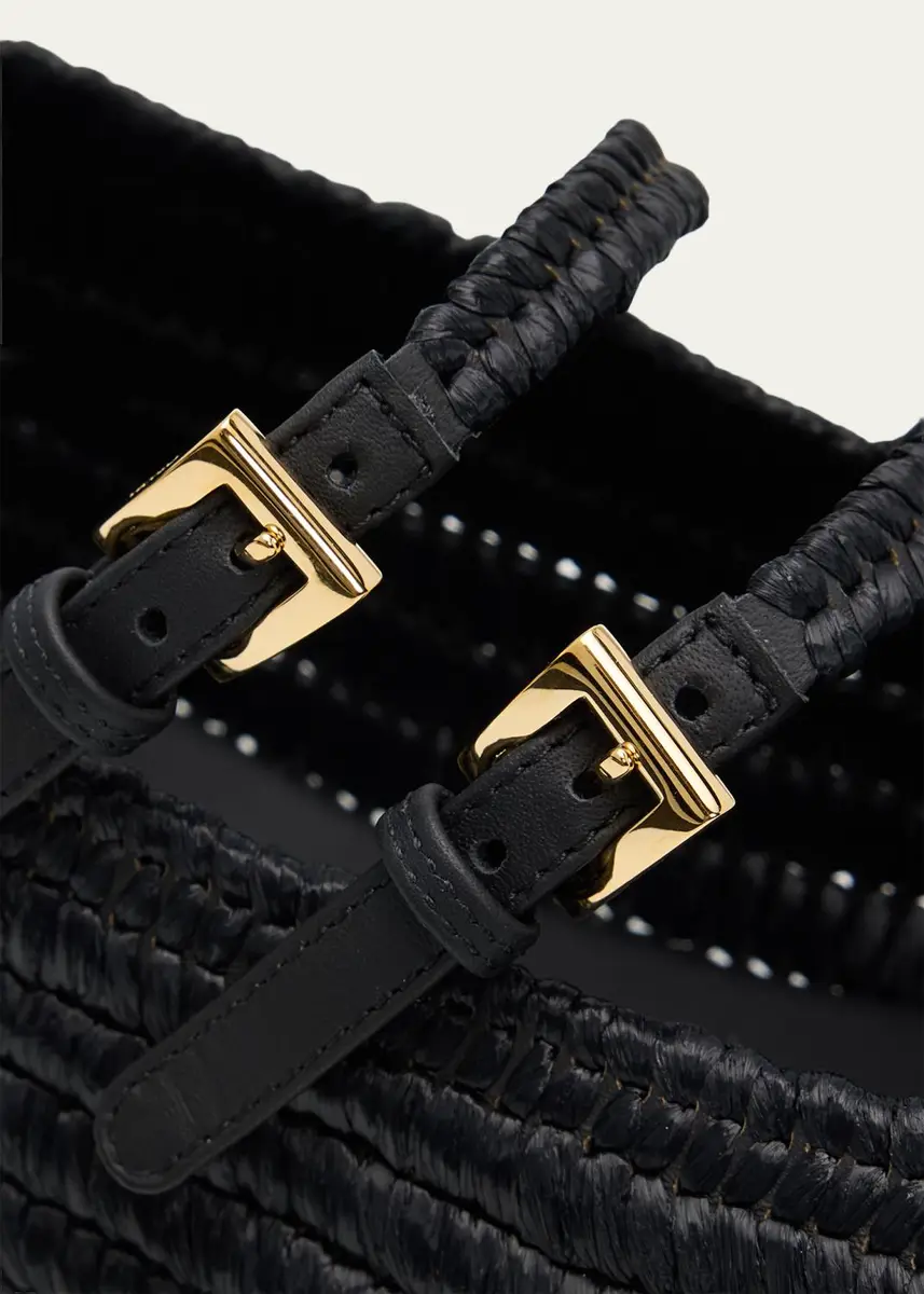 Prada Stuoia Raffia Dual Mary Jane Ballerina Flats | Thumbnail 5 Prada Stuoia Raffia Dual Mary Jane Ballerina Flats | Thumbnail 5