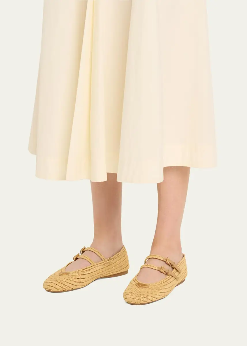 Prada Stuoia Raffia Dual Mary Jane Ballerina Flats | Thumbnail 6 Prada Stuoia Raffia Dual Mary Jane Ballerina Flats | Thumbnail 6