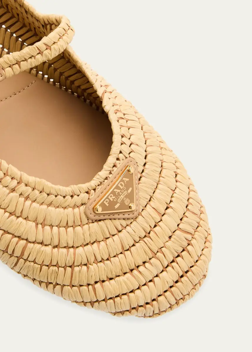 Prada Stuoia Raffia Dual Mary Jane Ballerina Flats | Thumbnail 9 Prada Stuoia Raffia Dual Mary Jane Ballerina Flats | Thumbnail 9