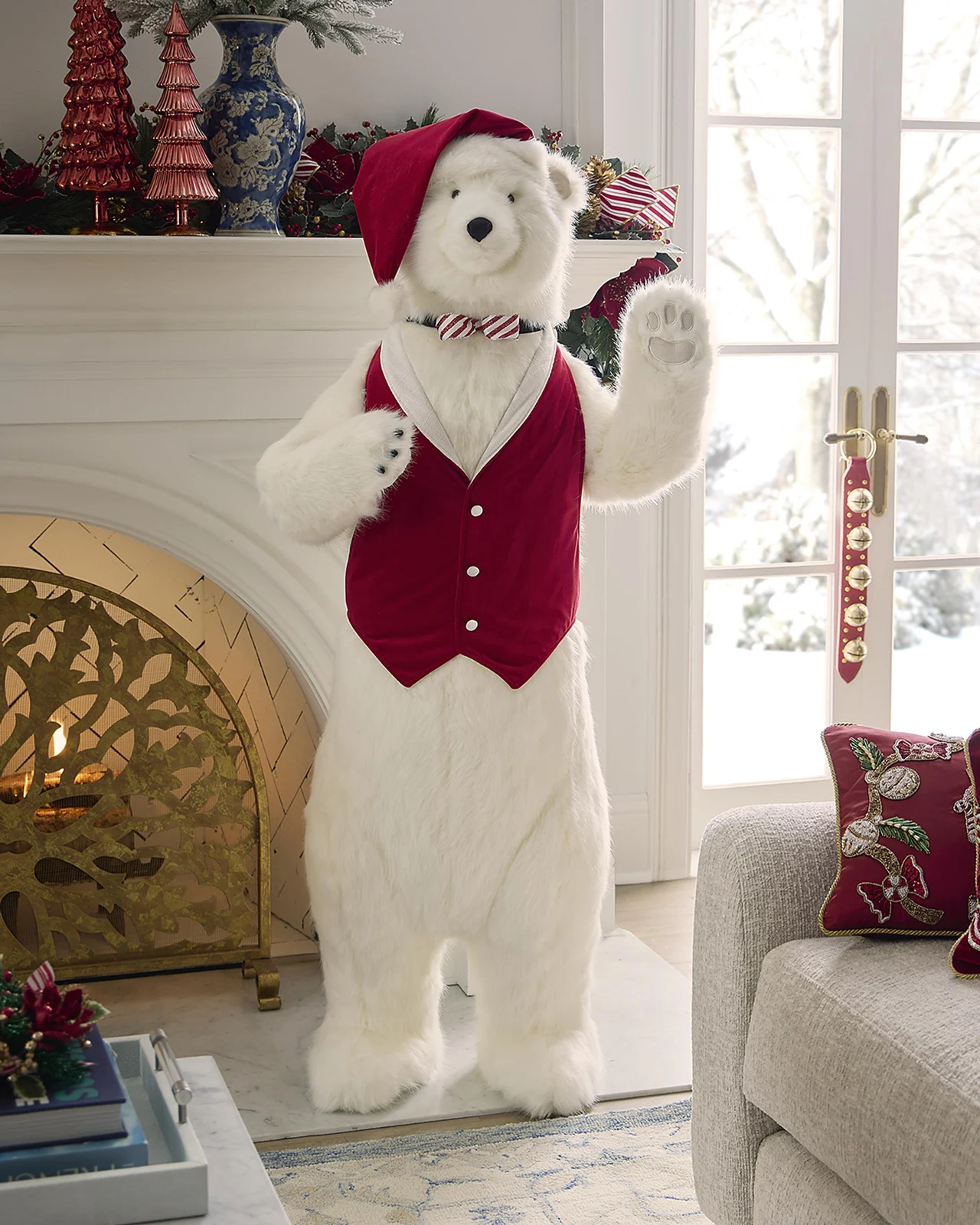 Ditz Designs Peppermint Cheer Standing White Diamond Polar Bear, 58"T
