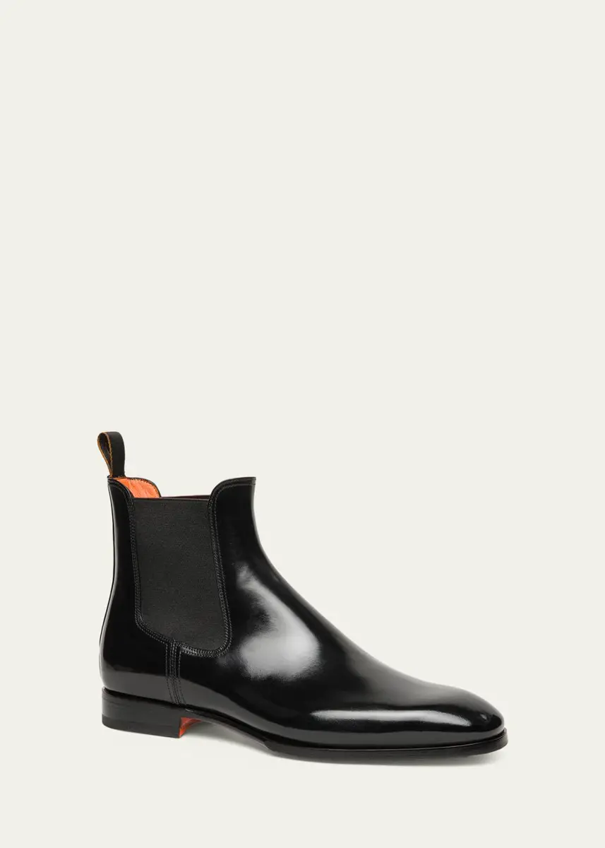 Santoni Men's Archerboot Leather-Sole Burnished Calfskin Chelsea Boots | Thumbnail 2 Santoni Men's Archerboot Leather-Sole Burnished Calfskin Chelsea Boots | Thumbnail 2