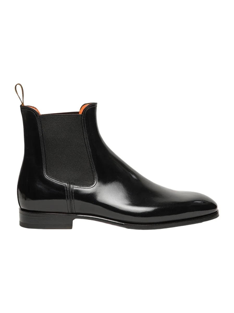 Santoni Men's Archerboot Leather-Sole Burnished Calfskin Chelsea Boots