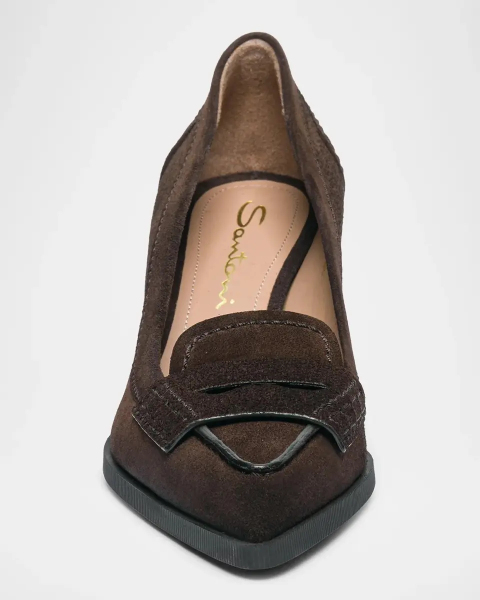 Santoni 65mm Florinda Suede Penny Loafer Pumps | Thumbnail 4