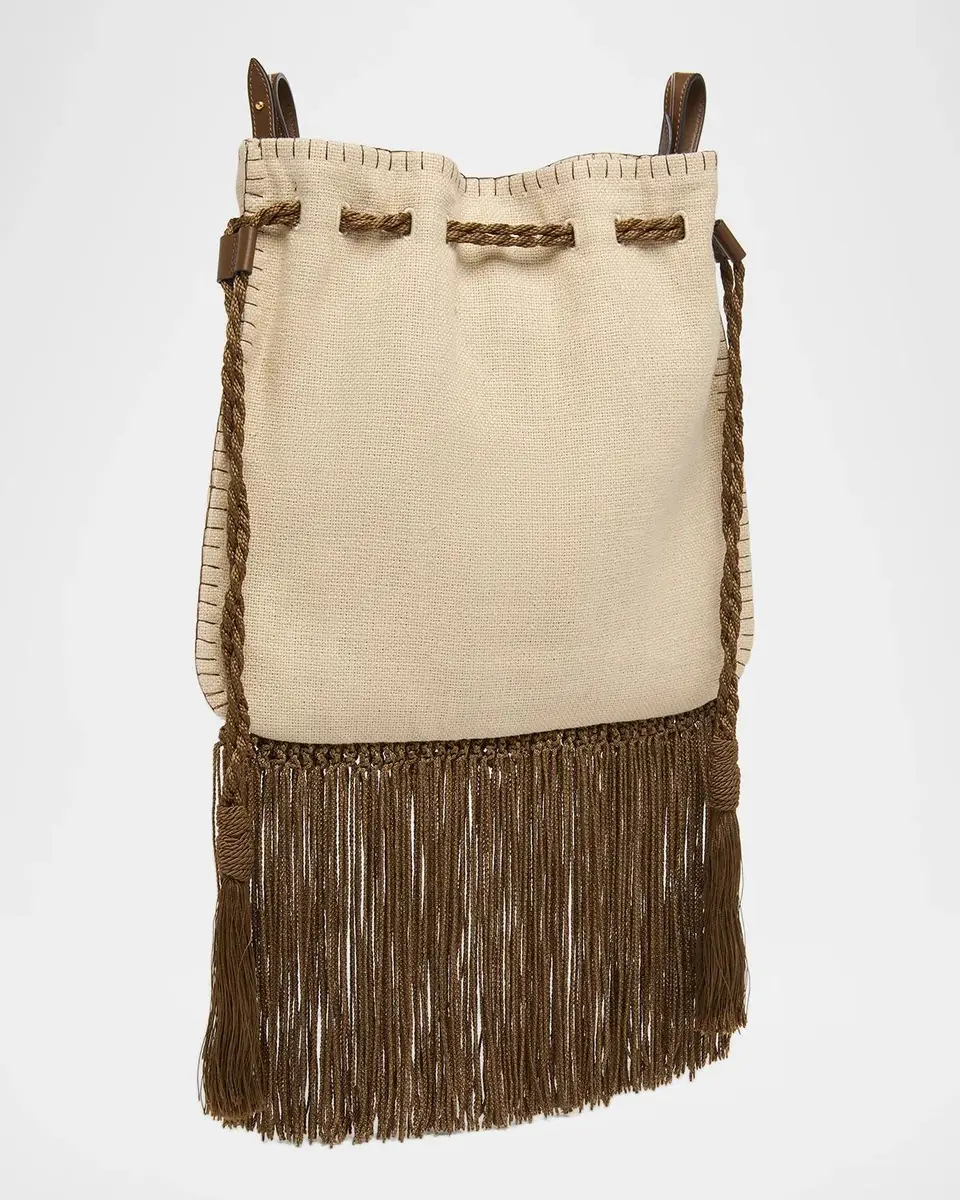 Valentino Garavani Fringed Floral-Embroidered Pouch Shoulder bag | Thumbnail 4
