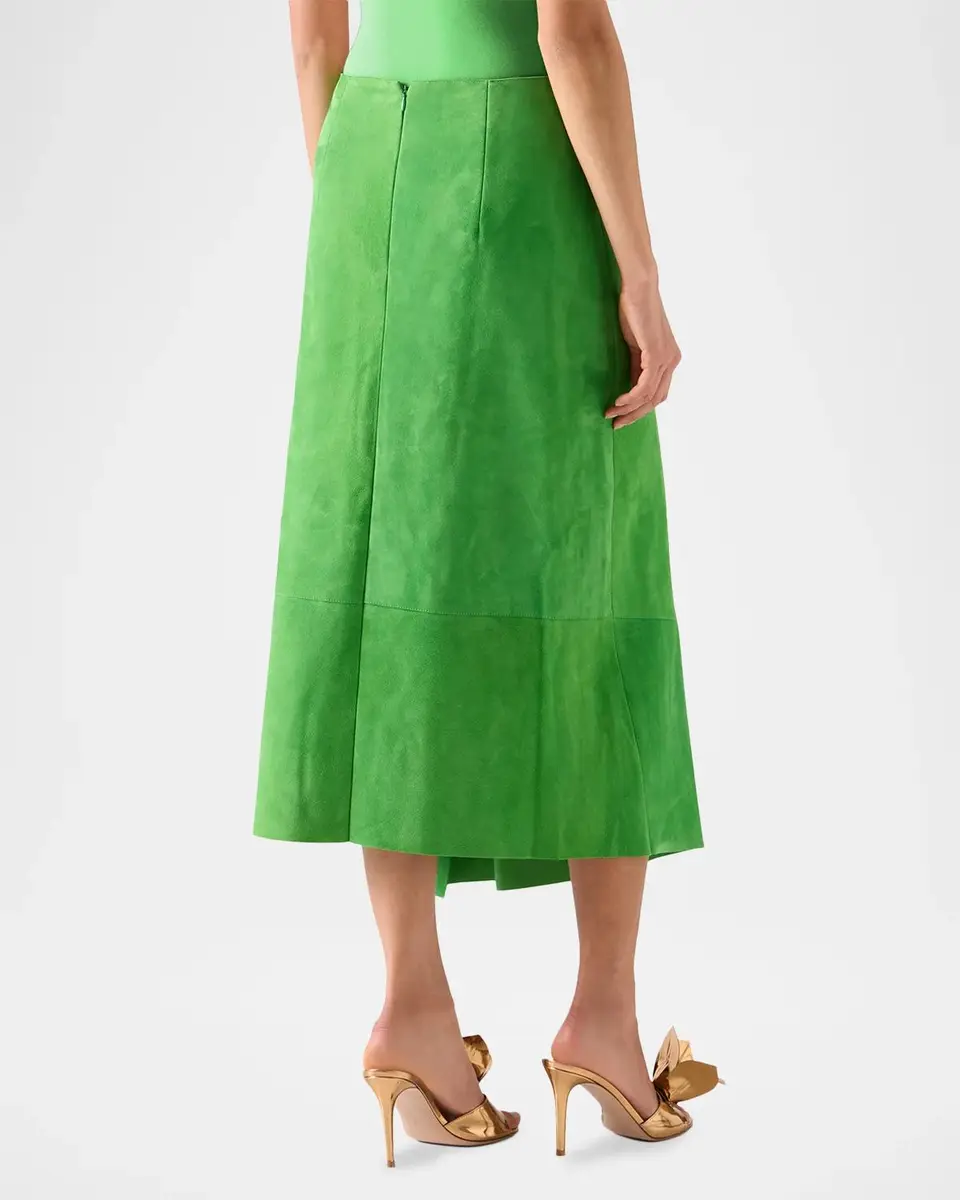 Akris Pleat Gathered Suede Midi Skirt | Thumbnail 2 Akris Pleat Gathered Suede Midi Skirt | Thumbnail 2