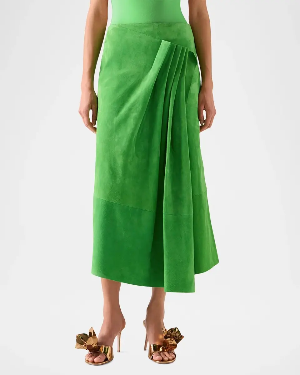 Akris Pleat Gathered Suede Midi Skirt | Thumbnail 3 Akris Pleat Gathered Suede Midi Skirt | Thumbnail 3
