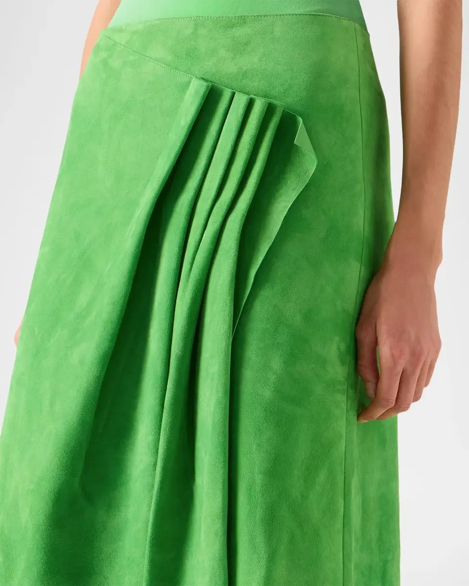 Akris Pleat Gathered Suede Midi Skirt | Thumbnail 4 Akris Pleat Gathered Suede Midi Skirt | Thumbnail 4