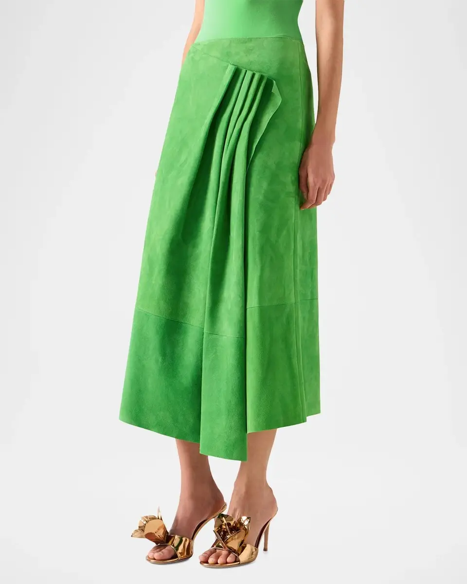 Akris Pleat Gathered Suede Midi Skirt | Thumbnail 5 Akris Pleat Gathered Suede Midi Skirt | Thumbnail 5