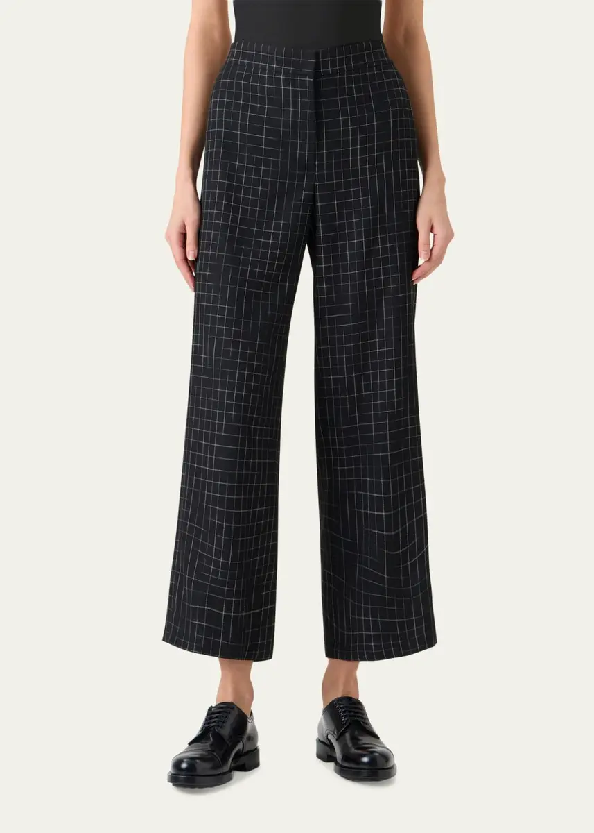 Akris punto High-Rise Check Straight-Leg Ankle Pants | Thumbnail 3 Akris punto High-Rise Check Straight-Leg Ankle Pants | Thumbnail 3