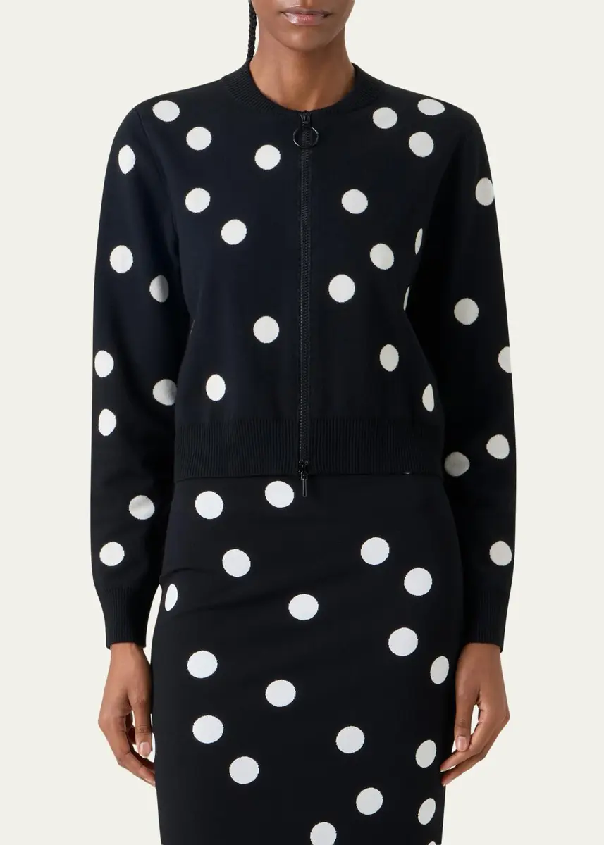 Akris punto Polka Dot Wool Zip Cardigan | Thumbnail 4 Akris punto Polka Dot Wool Zip Cardigan | Thumbnail 4