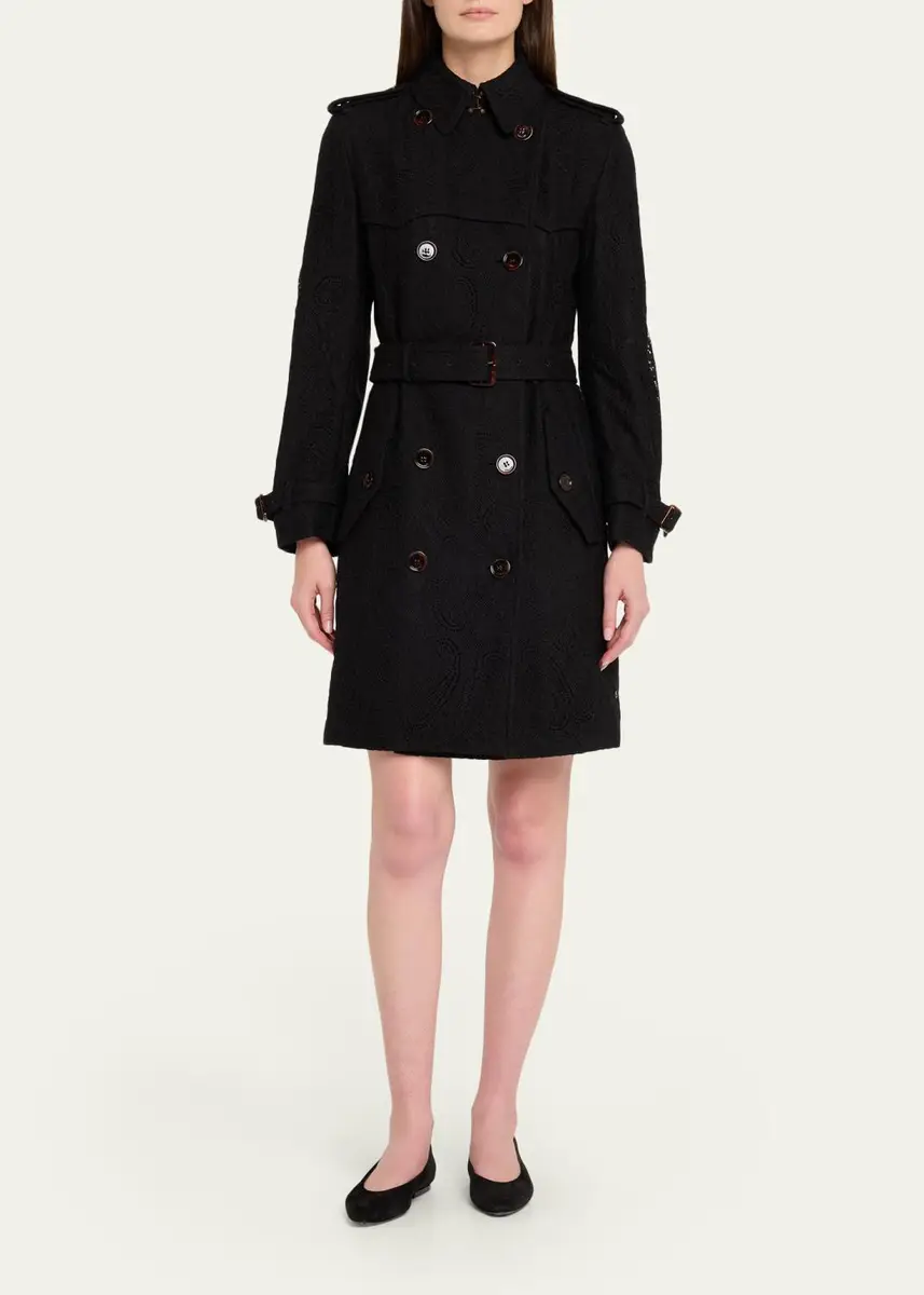 Burberry Foxfield Lace Double-Breasted Short Trench Jacket | Thumbnail 2 Burberry Foxfield Lace Double-Breasted Short Trench Jacket | Thumbnail 2