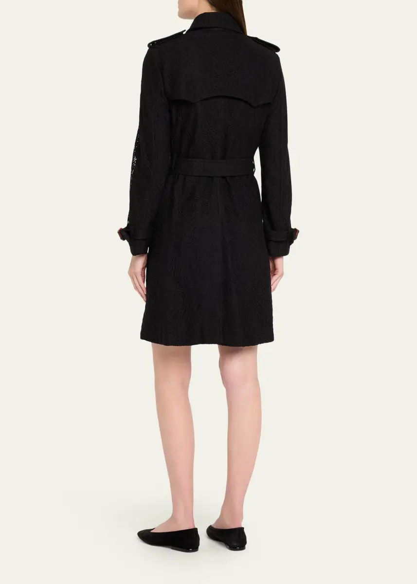 Burberry Foxfield Lace Double-Breasted Short Trench Jacket | Thumbnail 3 Burberry Foxfield Lace Double-Breasted Short Trench Jacket | Thumbnail 3