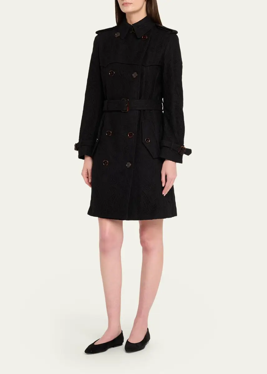 Burberry Foxfield Lace Double-Breasted Short Trench Jacket | Thumbnail 4 Burberry Foxfield Lace Double-Breasted Short Trench Jacket | Thumbnail 4