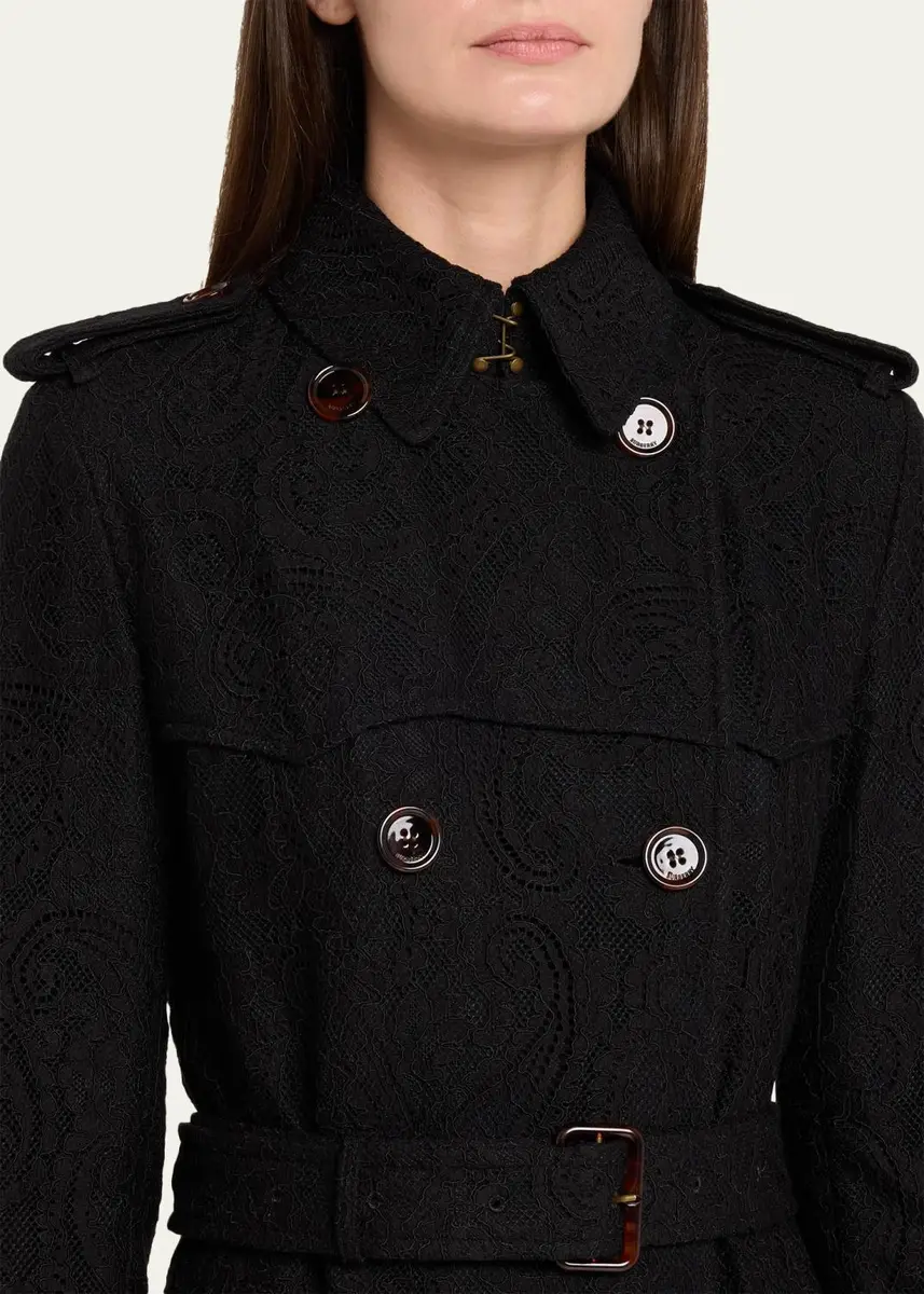 Burberry Foxfield Lace Double-Breasted Short Trench Jacket | Thumbnail 5 Burberry Foxfield Lace Double-Breasted Short Trench Jacket | Thumbnail 5