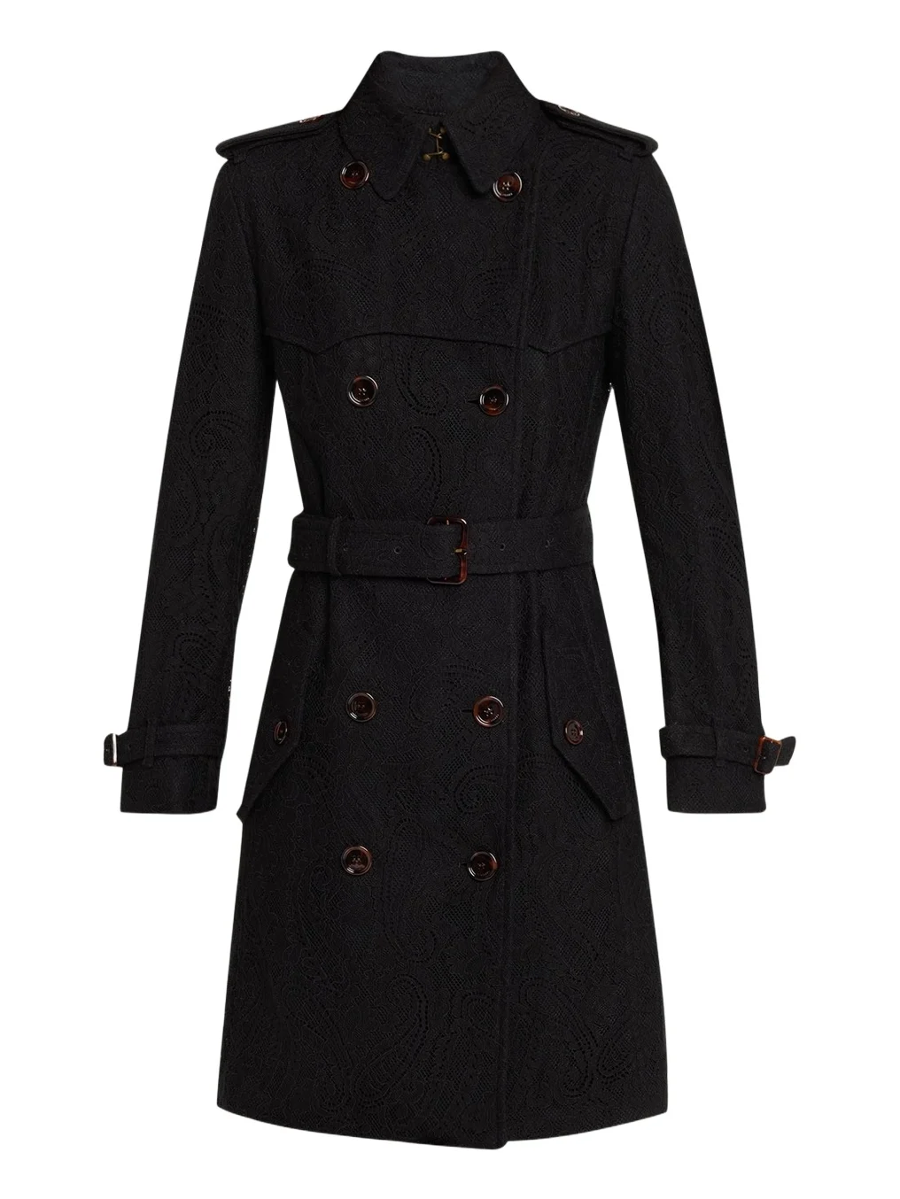 Foxfield Lace Double-Breasted Short Trench Jacket
