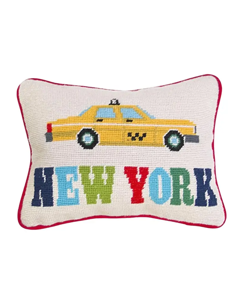 Jonathan Adler Jet Set New York Needlepoint Pillow, 9" x 12" | Image 1 Jonathan Adler Jet Set New York Needlepoint Pillow, 9" x 12" | Image 1