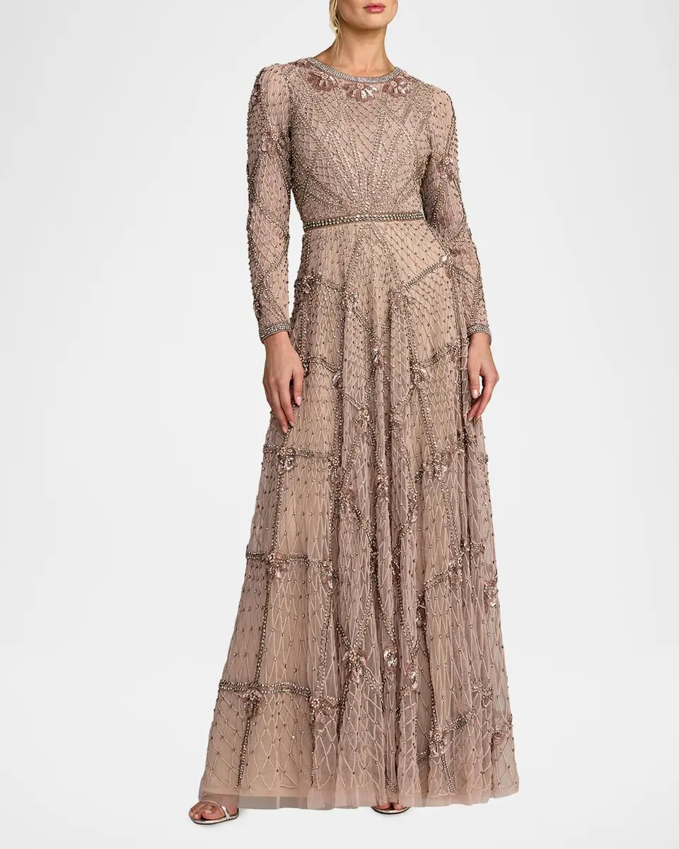 Mac Duggal Crystal & Beaded Mesh Gown | Thumbnail 2 Mac Duggal Crystal & Beaded Mesh Gown | Thumbnail 2