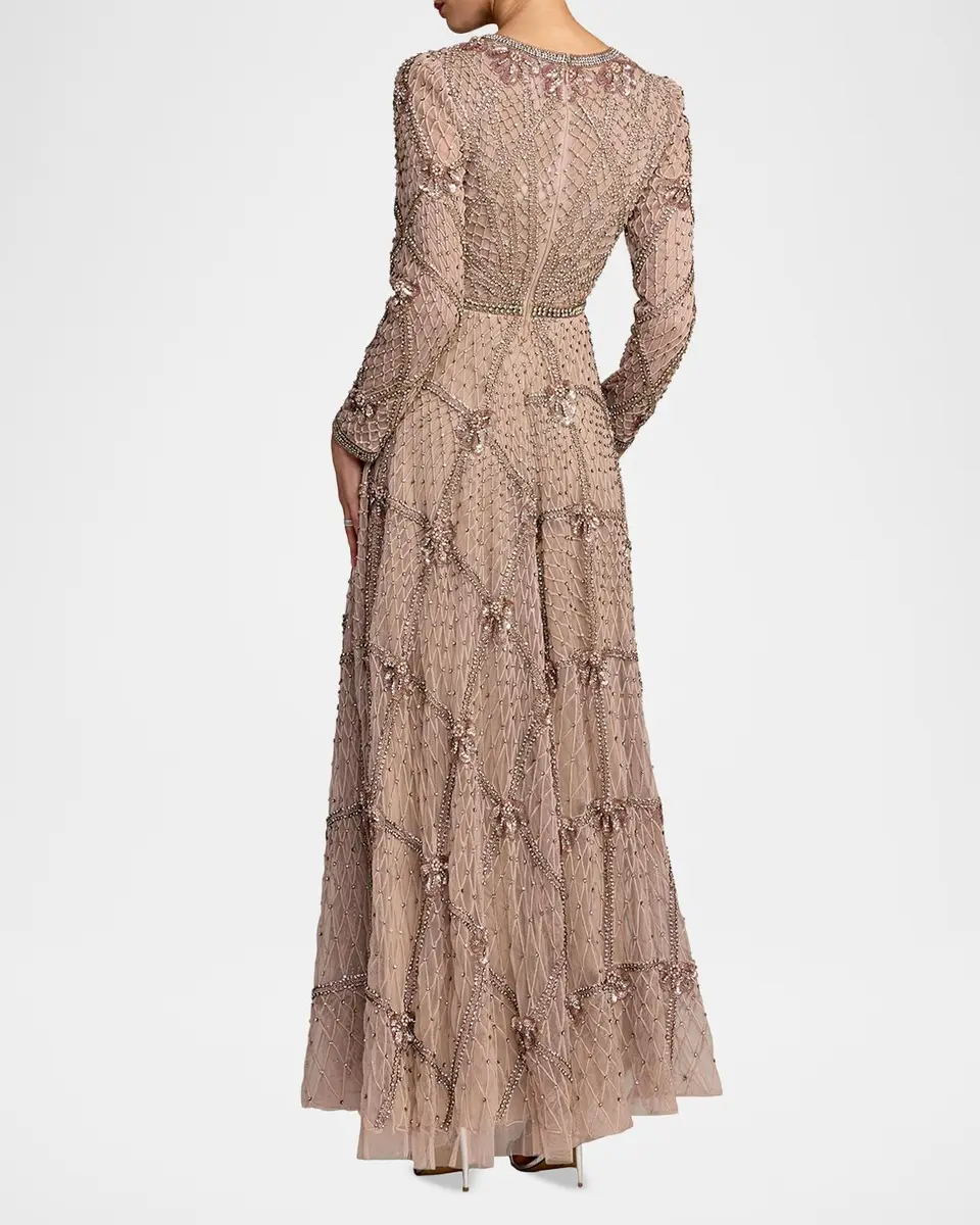 Mac Duggal Crystal & Beaded Mesh Gown | Thumbnail 3 Mac Duggal Crystal & Beaded Mesh Gown | Thumbnail 3