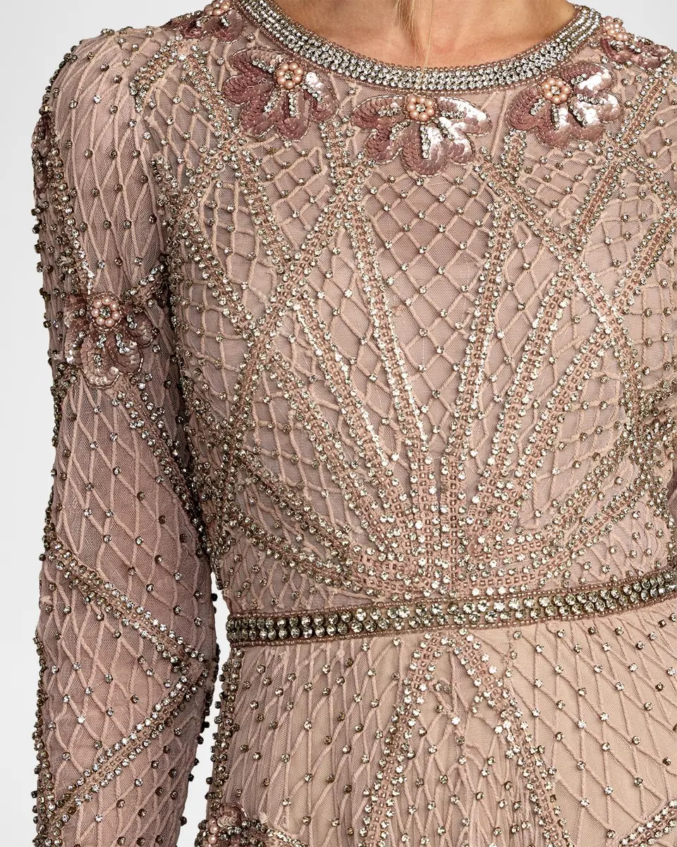 Mac Duggal Crystal & Beaded Mesh Gown | Thumbnail 4 Mac Duggal Crystal & Beaded Mesh Gown | Thumbnail 4