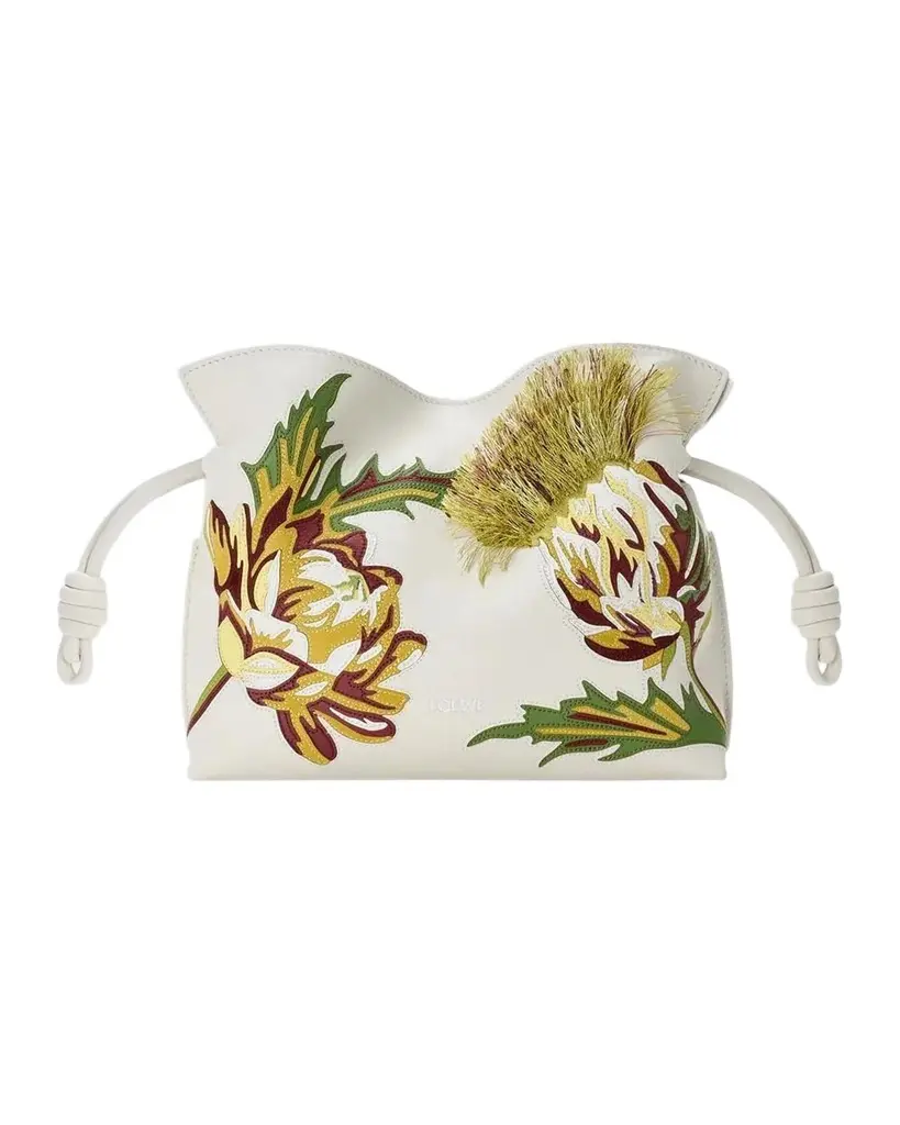 Loewe x Paula's Ibiza Flamenco Artichoke Leather Clutch Bag