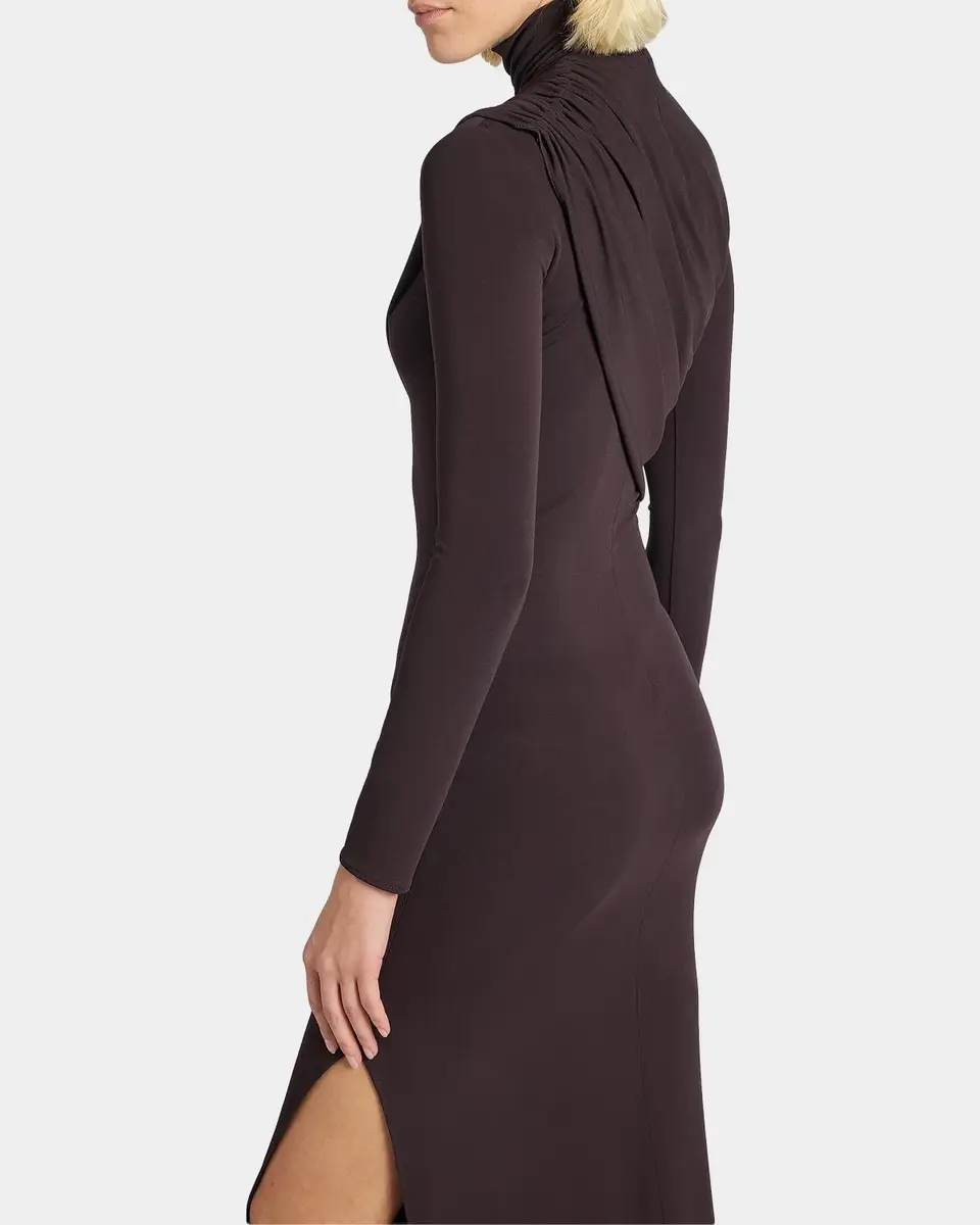 Courrèges Turtleneck Twisted Jersey Long-Sleeve Gown | Thumbnail 5