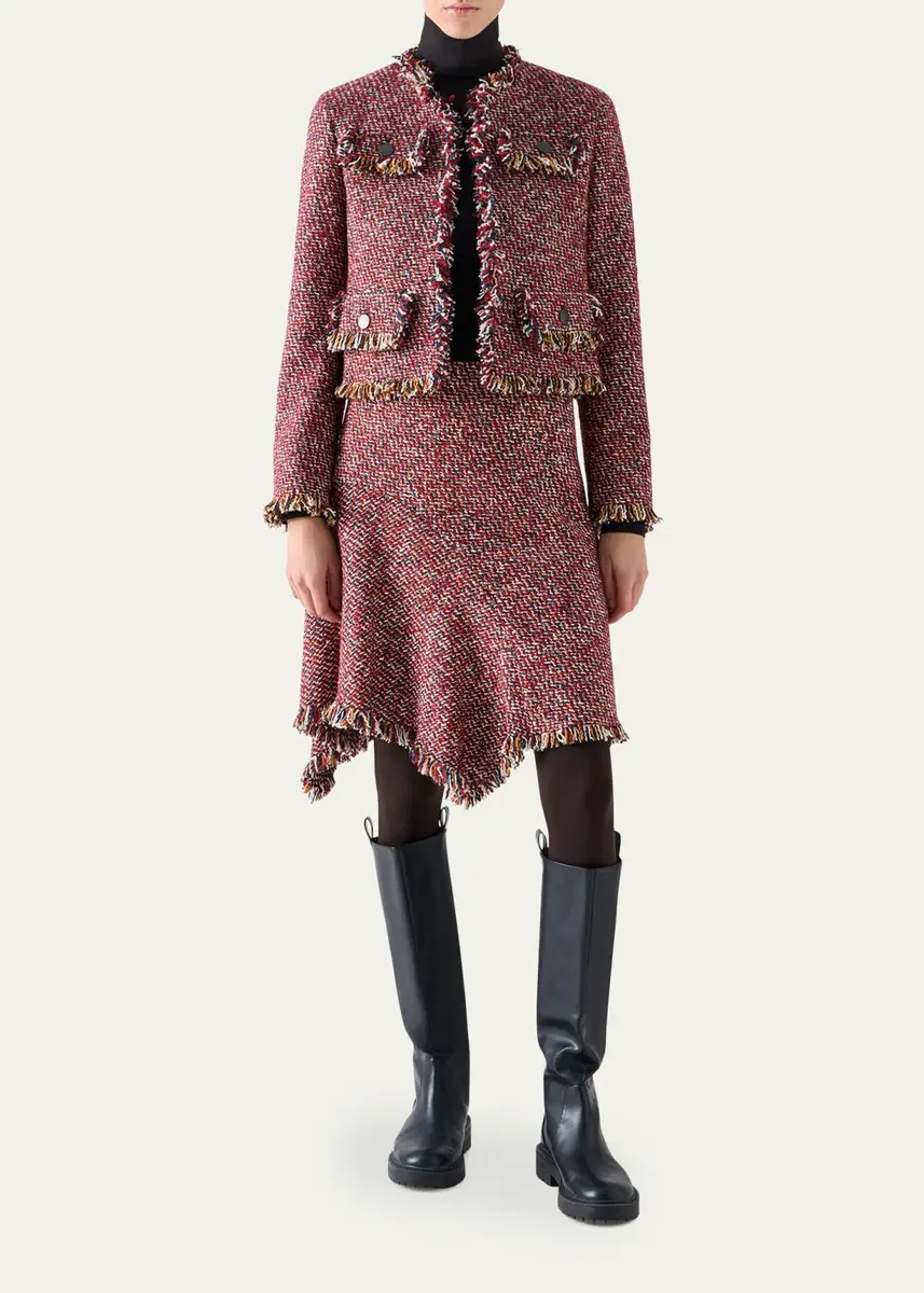 Akris punto Fringed Tweed Open Short Jacket | Thumbnail 2 Akris punto Fringed Tweed Open Short Jacket | Thumbnail 2