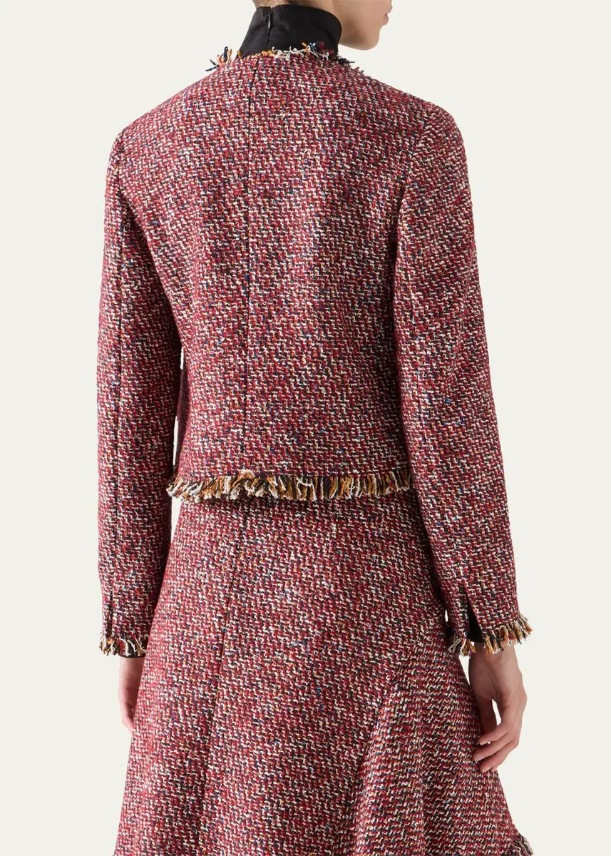 Akris punto Fringed Tweed Open Short Jacket | Thumbnail 3 Akris punto Fringed Tweed Open Short Jacket | Thumbnail 3