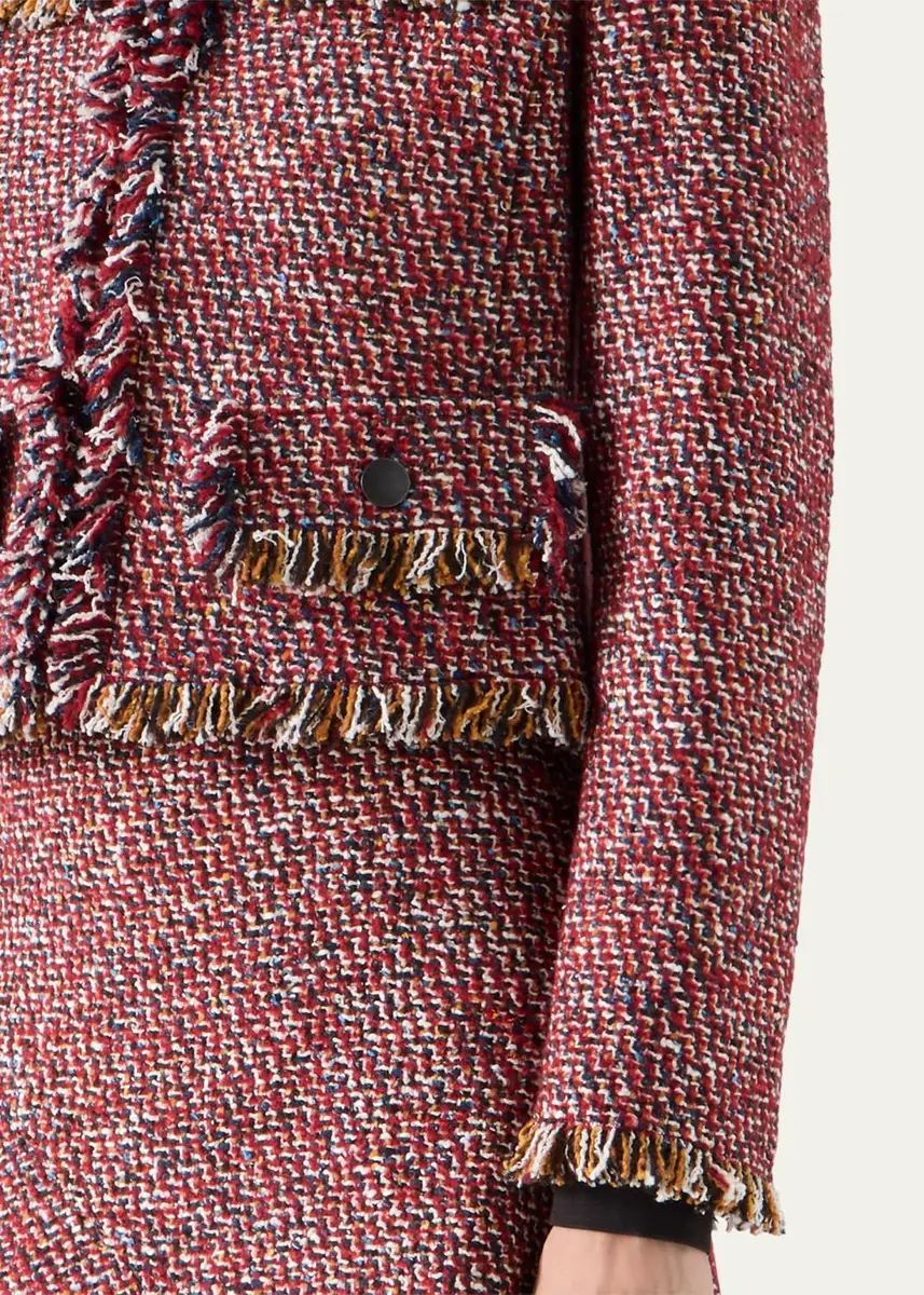 Akris punto Fringed Tweed Open Short Jacket | Thumbnail 5 Akris punto Fringed Tweed Open Short Jacket | Thumbnail 5