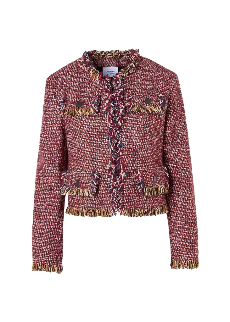 Akris punto Fringed Tweed Open Short Jacket | Image 1 Akris punto Fringed Tweed Open Short Jacket | Image 1
