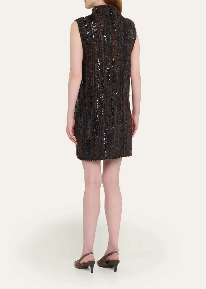 Brunello Cucinelli Sequined Boucle Knit Sleeveless Mini Dress | Thumbnail 3 Brunello Cucinelli Sequined Boucle Knit Sleeveless Mini Dress | Thumbnail 3