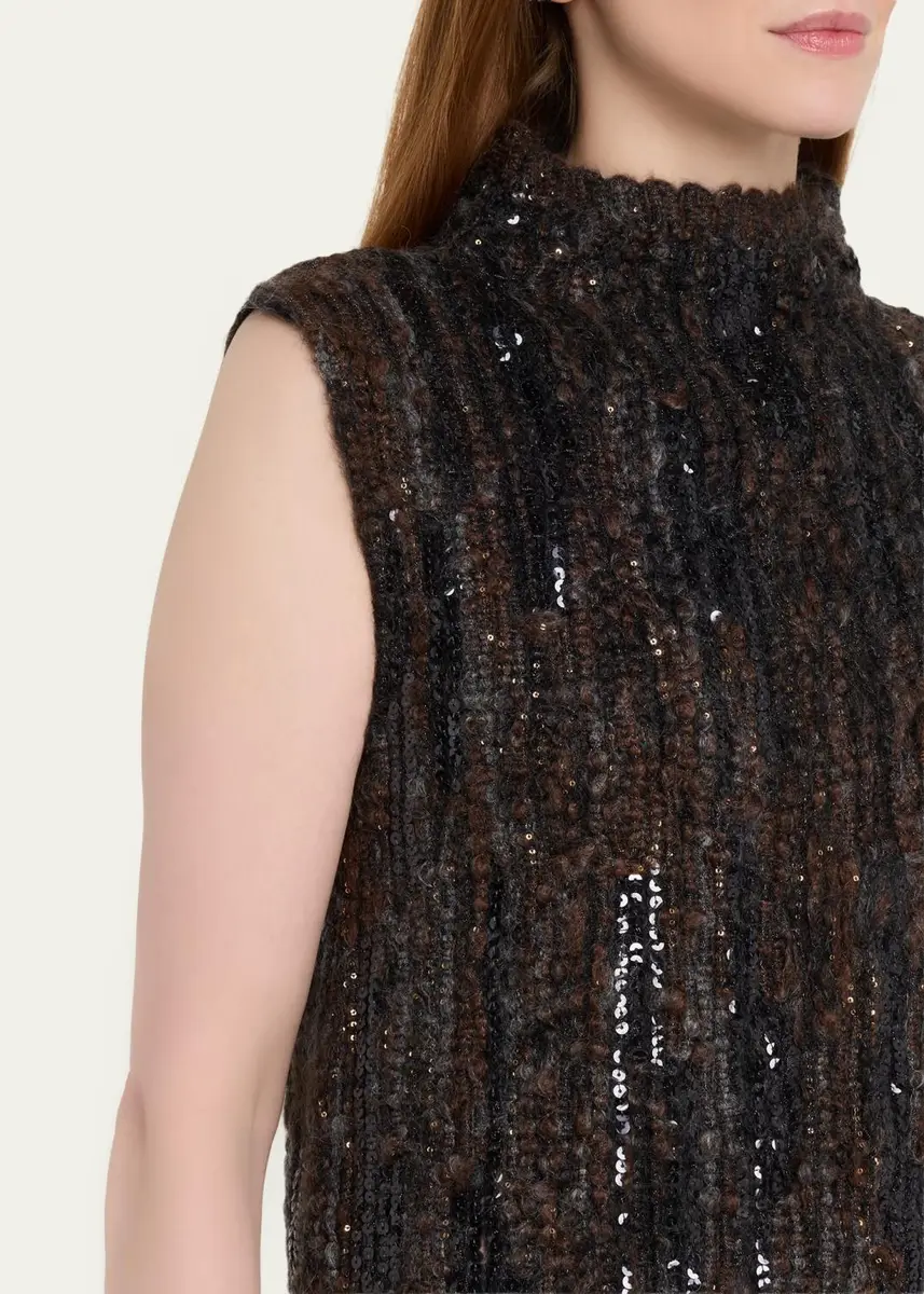Brunello Cucinelli Sequined Boucle Knit Sleeveless Mini Dress | Thumbnail 5 Brunello Cucinelli Sequined Boucle Knit Sleeveless Mini Dress | Thumbnail 5