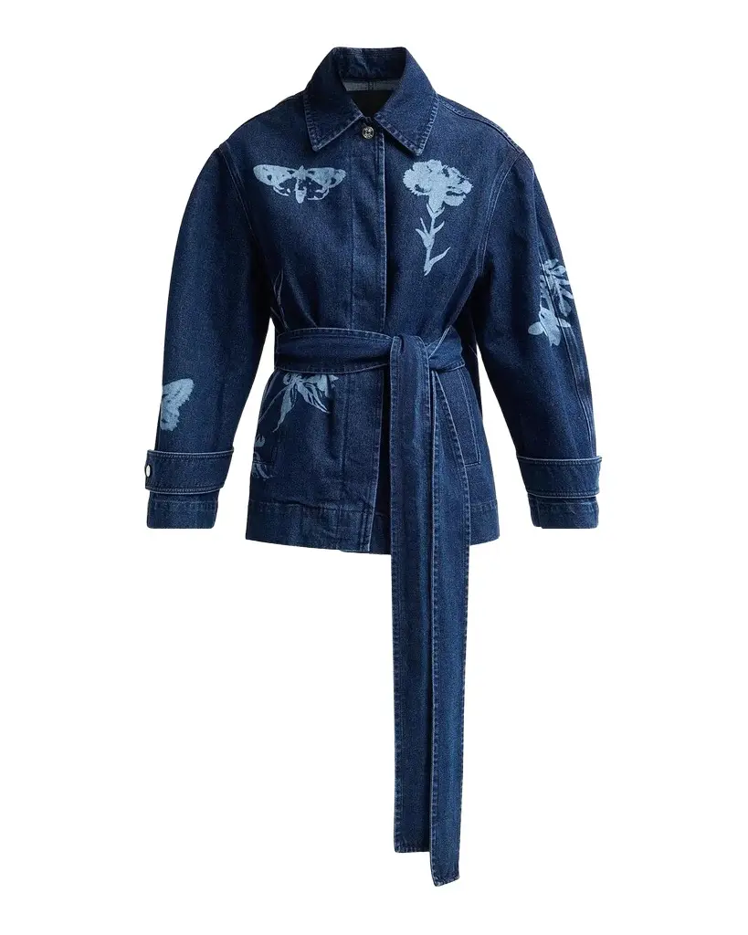 Erdem Indigo Denim Floral Jacket | Image 1 Erdem Indigo Denim Floral Jacket | Image 1