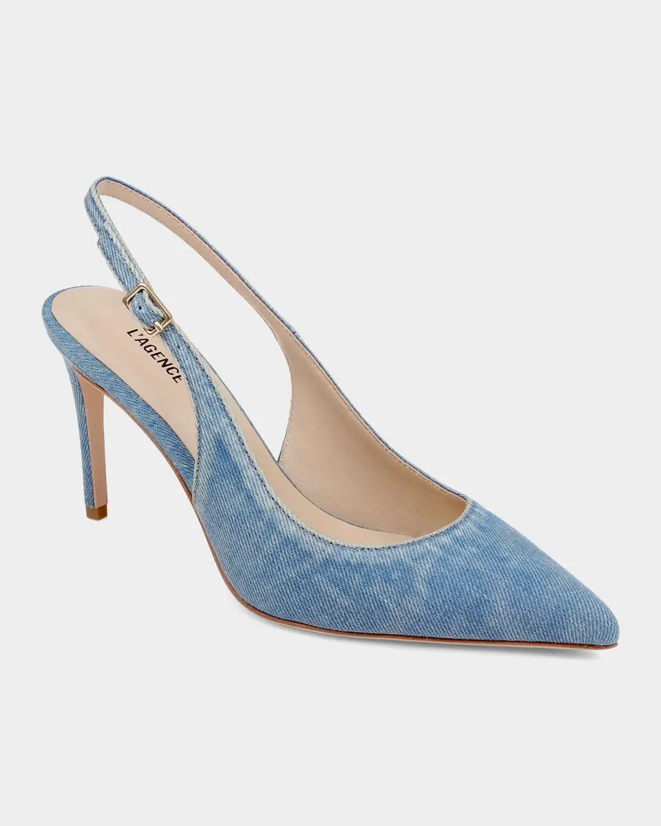 L'Agence 85mm Vichy Denim Slingback Pumps | Thumbnail 2 L'Agence 85mm Vichy Denim Slingback Pumps | Thumbnail 2