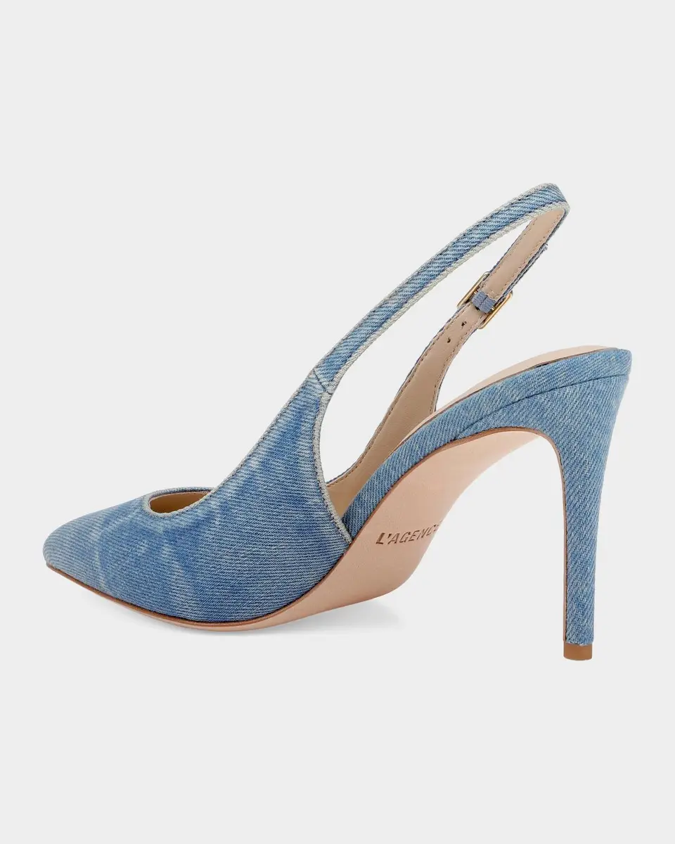 L'Agence 85mm Vichy Denim Slingback Pumps | Thumbnail 3 L'Agence 85mm Vichy Denim Slingback Pumps | Thumbnail 3