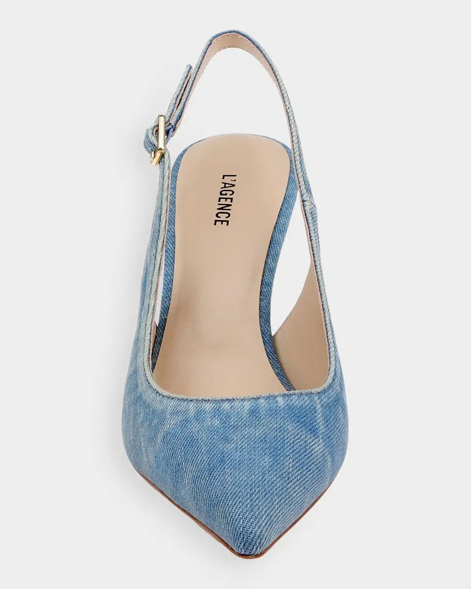 L'Agence 85mm Vichy Denim Slingback Pumps | Thumbnail 4 L'Agence 85mm Vichy Denim Slingback Pumps | Thumbnail 4
