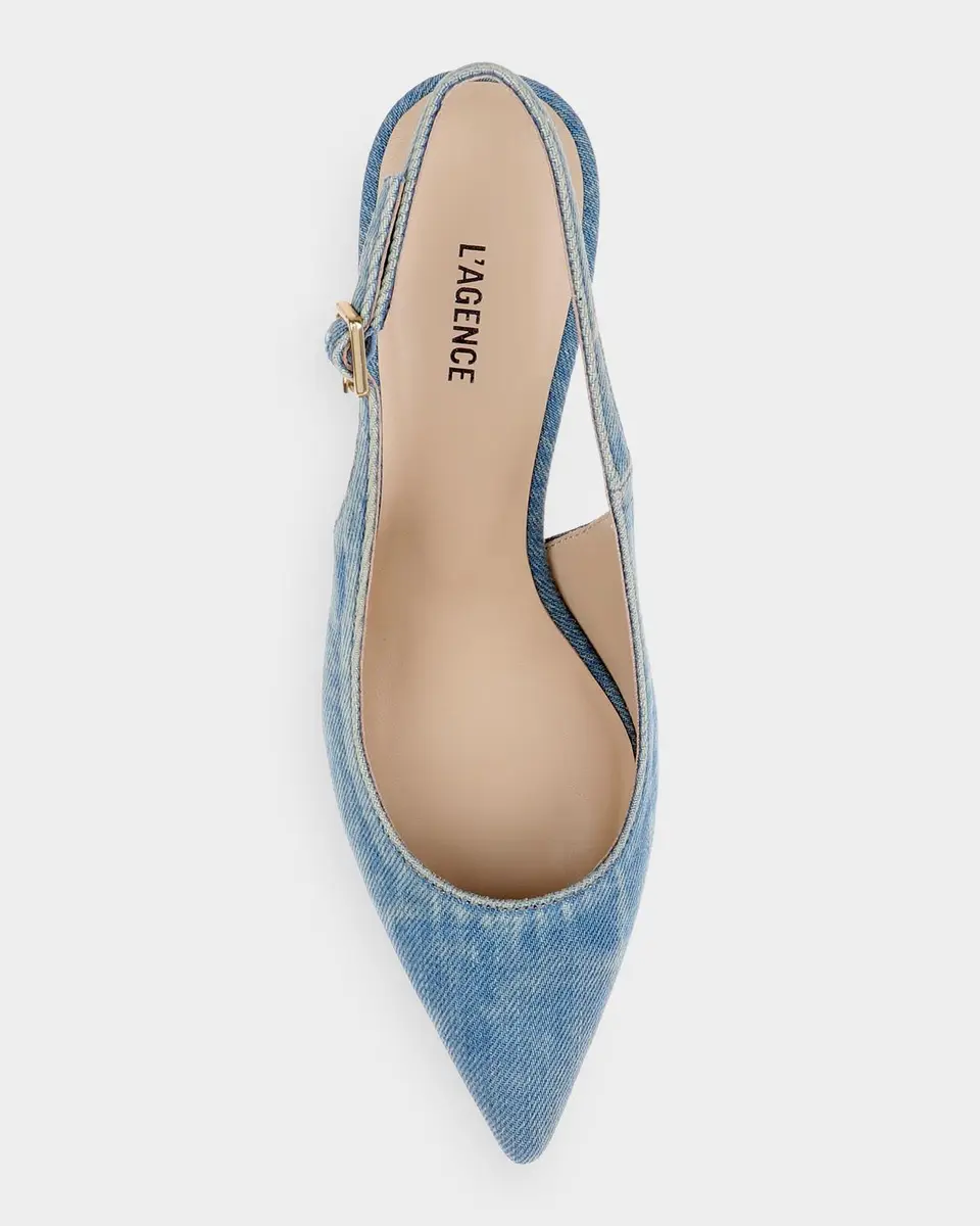 L'Agence 85mm Vichy Denim Slingback Pumps | Thumbnail 5 L'Agence 85mm Vichy Denim Slingback Pumps | Thumbnail 5