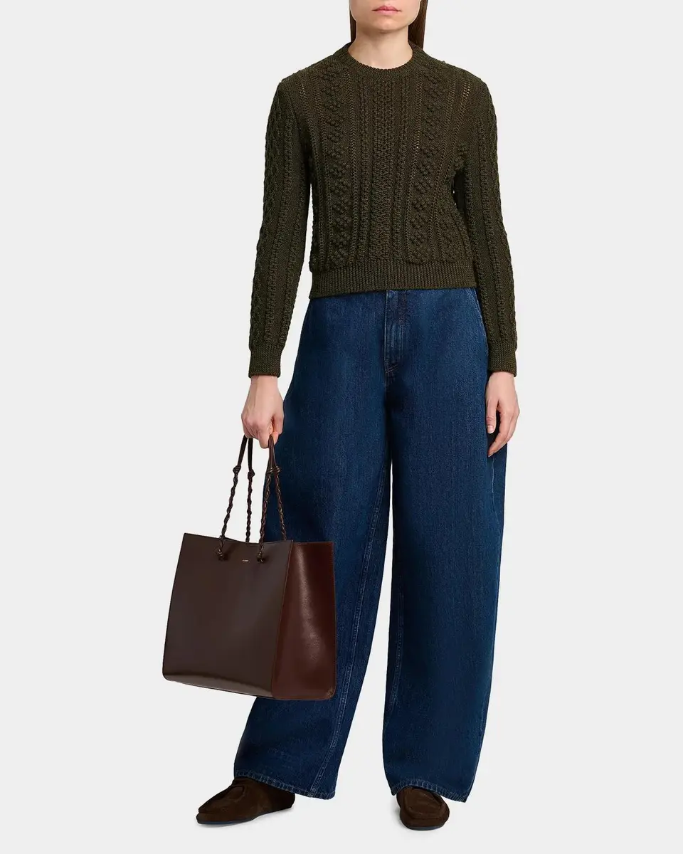 Jil Sander Textured Wool Back-Cutout Crewneck Sweater | Thumbnail 2 Jil Sander Textured Wool Back-Cutout Crewneck Sweater | Thumbnail 2