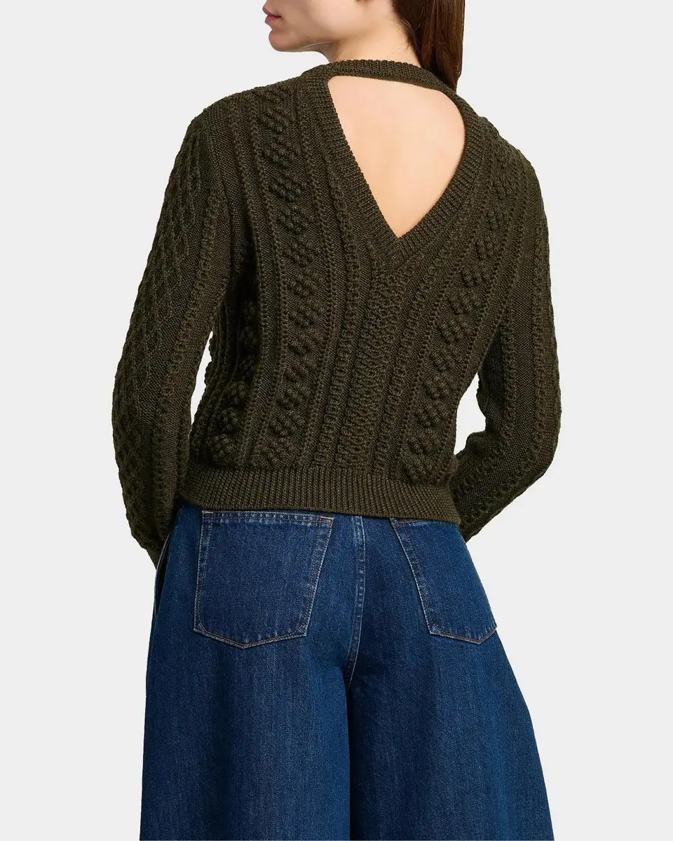 Jil Sander Textured Wool Back-Cutout Crewneck Sweater | Thumbnail 3 Jil Sander Textured Wool Back-Cutout Crewneck Sweater | Thumbnail 3
