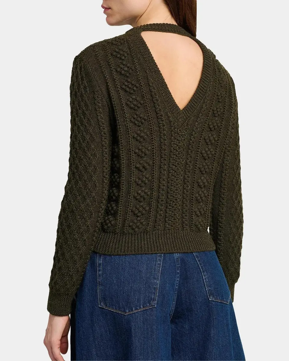 Jil Sander Textured Wool Back-Cutout Crewneck Sweater | Thumbnail 5 Jil Sander Textured Wool Back-Cutout Crewneck Sweater | Thumbnail 5