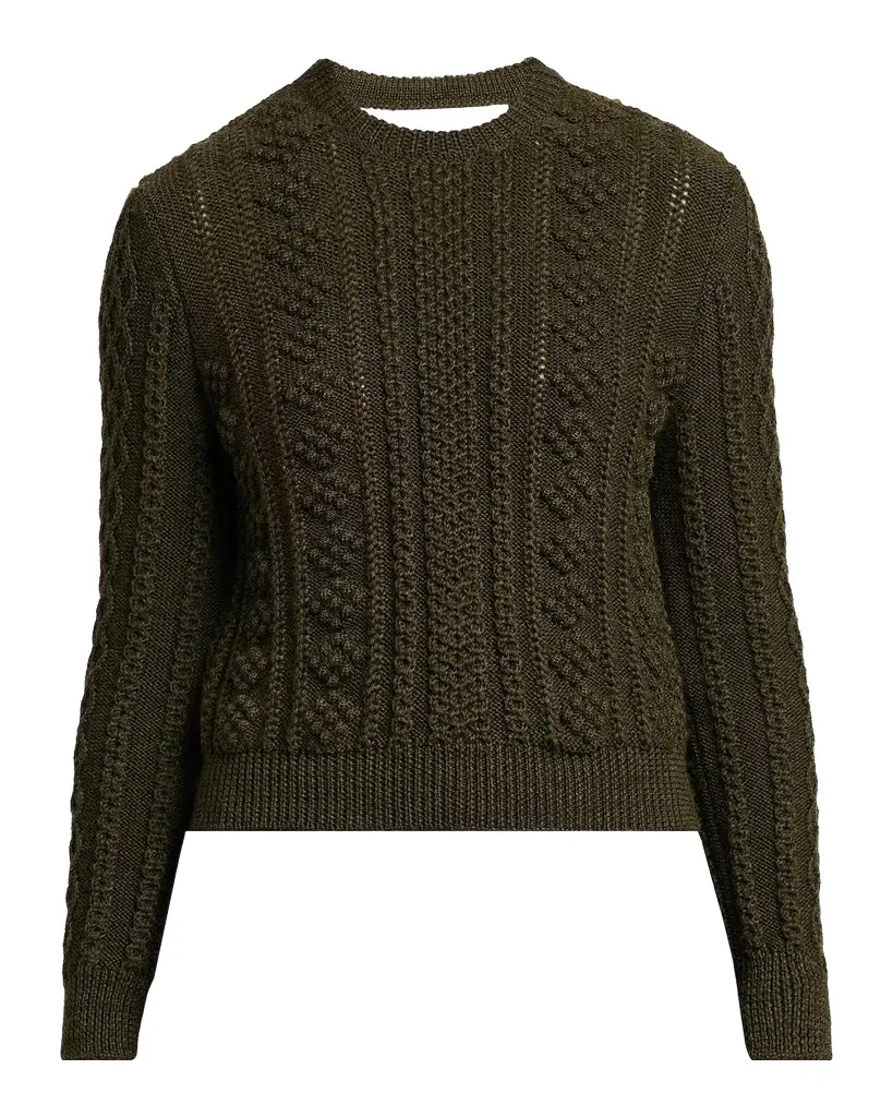Jil Sander Textured Wool Back-Cutout Crewneck Sweater