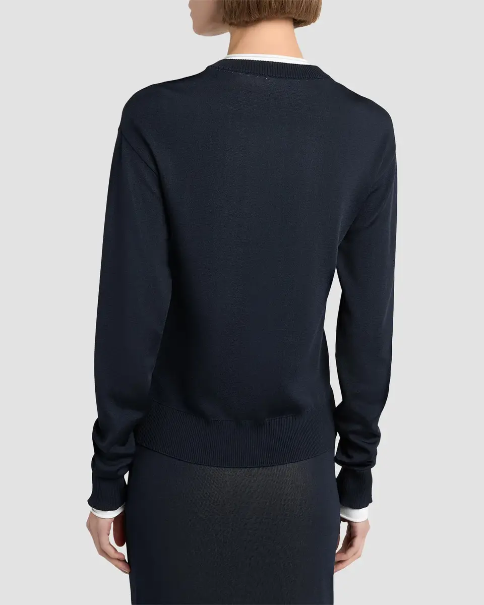 Bottega Veneta Silk Double Knit Crewneck Cardigan | Thumbnail 2 Bottega Veneta Silk Double Knit Crewneck Cardigan | Thumbnail 2