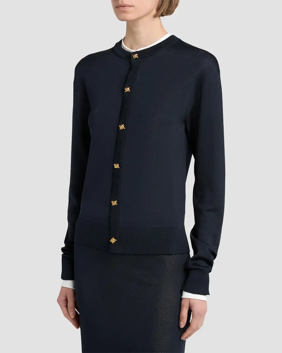 Bottega Veneta Silk Double Knit Crewneck Cardigan | Thumbnail 3 Bottega Veneta Silk Double Knit Crewneck Cardigan | Thumbnail 3