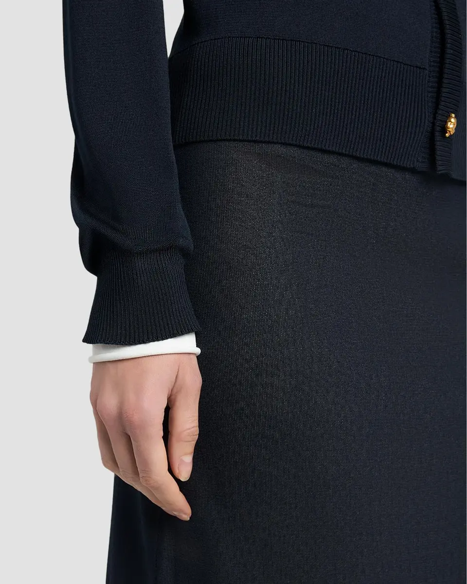 Bottega Veneta Silk Double Knit Crewneck Cardigan | Thumbnail 4 Bottega Veneta Silk Double Knit Crewneck Cardigan | Thumbnail 4