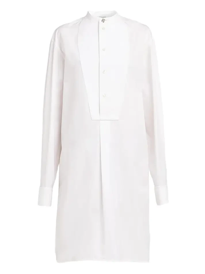 Bottega Veneta Tuxedo-Bib Cotton Poplin Shirtdress