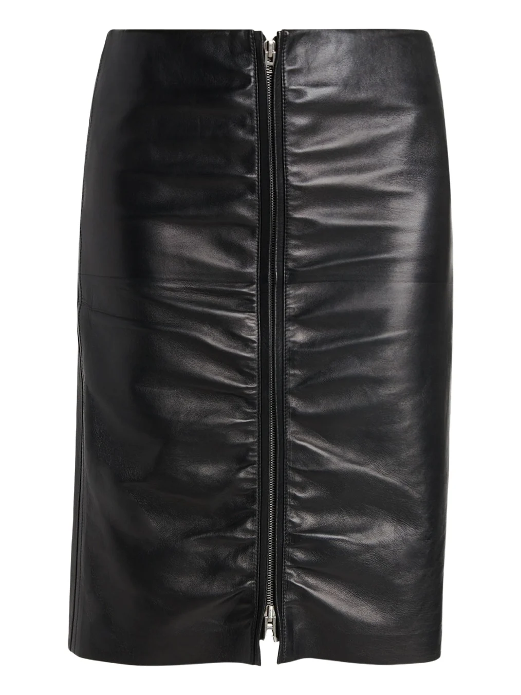 Tom Ford Ruched Leather Zip-Front Skirt