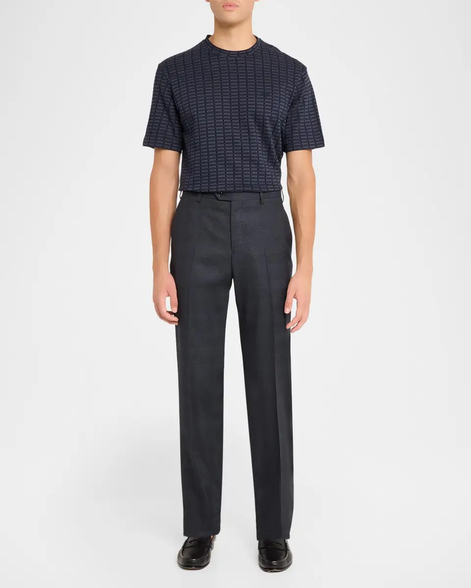 Emporio Armani Men's Micro-Rectangle Jacquard Crewneck T-Shirt | Thumbnail 2 Emporio Armani Men's Micro-Rectangle Jacquard Crewneck T-Shirt | Thumbnail 2