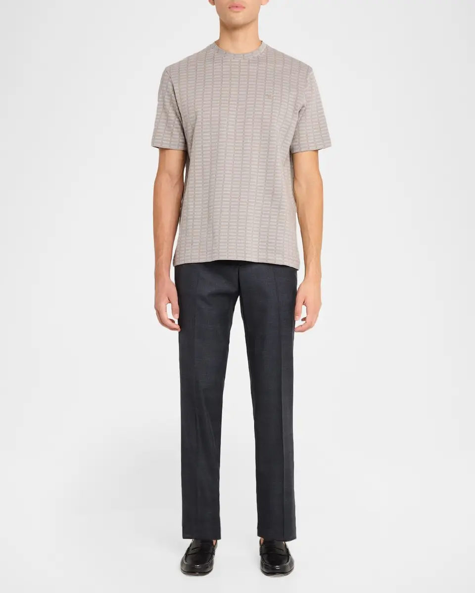 Emporio Armani Men's Micro-Rectangle Jacquard Crewneck T-Shirt | Thumbnail 2 Emporio Armani Men's Micro-Rectangle Jacquard Crewneck T-Shirt | Thumbnail 2