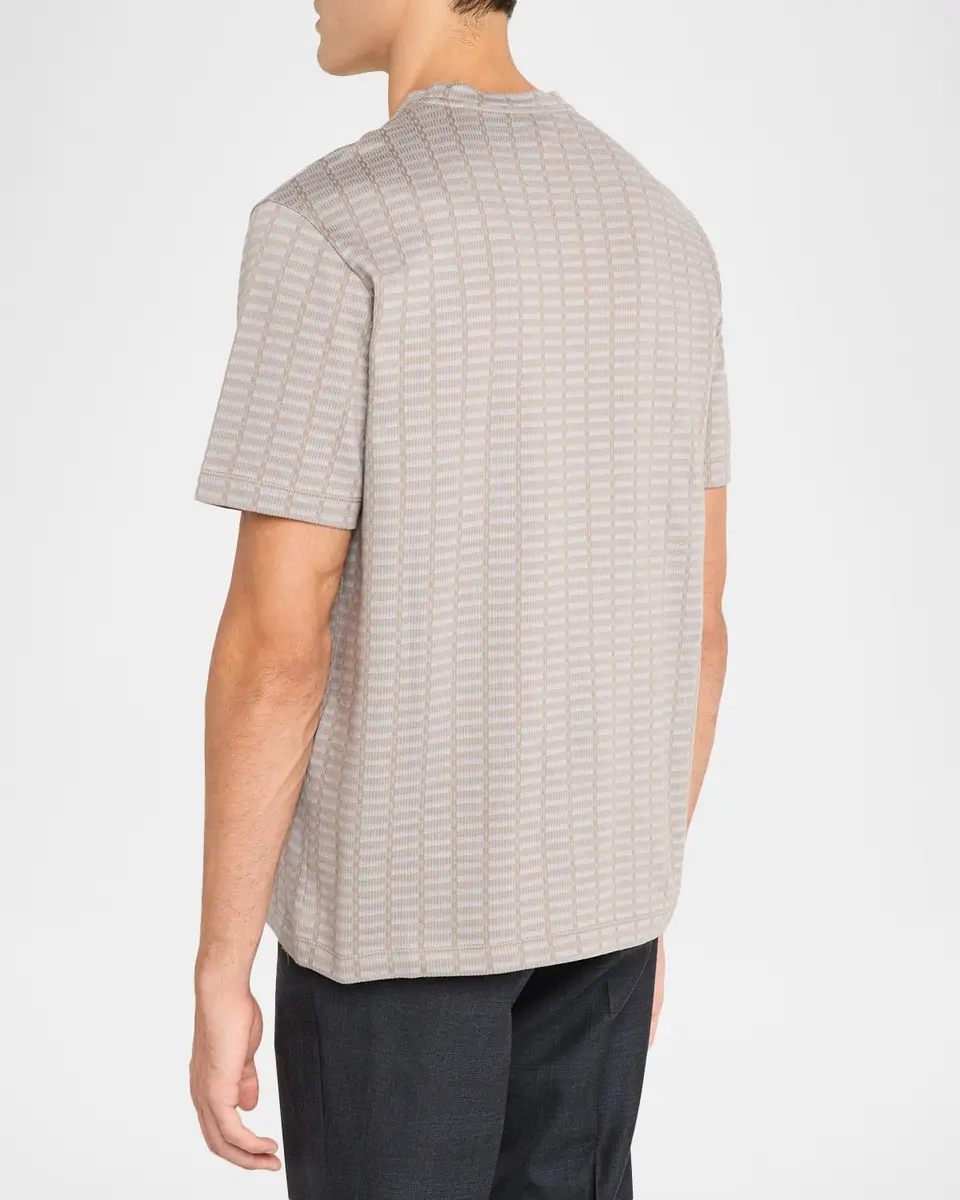 Emporio Armani Men's Micro-Rectangle Jacquard Crewneck T-Shirt | Thumbnail 3 Emporio Armani Men's Micro-Rectangle Jacquard Crewneck T-Shirt | Thumbnail 3